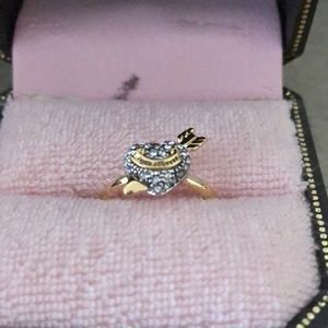 Juicy couture gold band with crystal heart ring